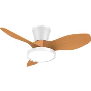 ocioc 32 Inch Small Oak Ceiling Fans with Lights and Remote Control