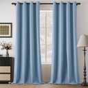 144 Inch Extra Long Linen Blue Curtains Full Blackout 12ft Length, Noise Reducing Energy Saving Living Room High Ceiling 2 Story Tall Curtains, Dusty Blue, W52 x L144, 2 Panels