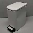 Cesun Small Bathroom Trash Can with Lid Soft Close, Step Pedal, 6 Liter / 1.6 Gallon Stainless Steel Slim Garbage Can for Bedroom, Diaper Waste Basket with Removable Inner Bucket (White)