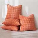 MIULEE Pack of 4 Coral Corduroy Decorative Throw Pillow Covers 20x20 Inch Soft Boho Striped Pillow Covers Modern Farmhouse Home Decor for Sofa Living Room Couch Bed