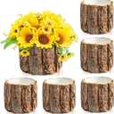 6 Pcs 4.72in Wooden Vases for Centerpieces, Wedding Flower Table Wood Vase Rustic Tree Stump Planter Pots for Woodland Party Window Home Farmhouse Table Decor (6 Pcs 4.72in)