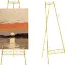 Gold Floor Easel Stand for Signs - 3-Tier Adjustable Height 12-45 Inches, Heavy Duty Metal Display Stand with 55 lbs Capacity for Wedding, Art, Painting, Poster, Picture,Commercial Displays