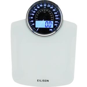 EILISON Highly Advance 2-in-1 Digital & Analog Weighing Scale for Body Weight-400lbs, 4 High Precison GX Sensor Accurate, Thick Tempered Glass, Extra Large Display (White)
