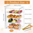 2 Pcs 4-Layer Pastry Display Case with Cake Tong, Adjustable Clear Bread Boxes with Magnetic Door for Kitchen Countertop, Bakery Display 15.7 x 11.4 x 9.8 in
