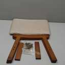 Foot Stool,Ottoman,Bamboo Small Sofa Foot Rest Under Desk,Extra Seating for Living Room, Bedroom and Kitchen(Brown Stool Legs - Beige Surface)