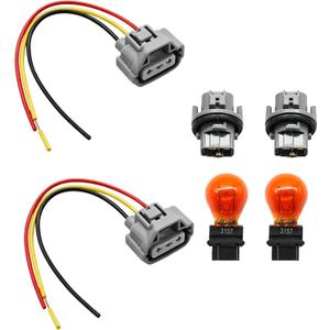 2Pcs 90075-60060 Front Trun Signal Light Socket Plug (With Light Bulb) | Fits for Toyota Tacoma（2005-2016）Tundra（2005-2021）Sequoia（2008-2018）4Runner（2003-2006）Venza（2007-2019）