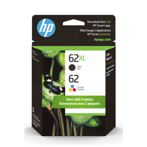 HP 62XL Black / 62 Tri-Color Ink Cartridges, N9H67FN, 2 / Pack 2 PK