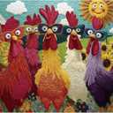 Puzzles for Adults 500 Pieces, Colorful Rooster Puzzle Jigsaw Puzzles 500 Pieces - Merry Chickens, Chicken Decor Impossible Puzzle, Finished Size 20.47 * 14.96, with 1:1 Poster, Letter on The Back