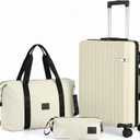 Hoteel Luggage Sets 3 Piece, Durable Suitcase Dual-Spinner Wheel TSA Lock, Lightweight Travel Hardshell PC+ABS Carry on Luggage for Men&Women, Beige(20in/GB/TB)