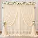 40ft x 10ft Champagne Tulle Backdrop Curtains for Parties Wedding Bridal Shower 4 Panel Sheer Backdrop Curtains Champagne Drapes for Backdrop for Baby Shower Birthday Photo Background Home Decorations