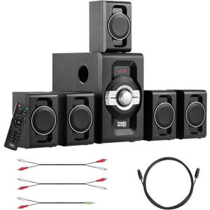 Acoustic Audio by Goldwood AA5240 Home Theater 5.1 Bluetooth Speaker System with USB and SD Inputs, Black