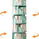 Generic 360  Rotating Bookshelf, Floor to Ceiling Picture Book Shelf, Simple Bookshelf, Home Storage Bookshelf, Student Storage Bookshelf, Large Capacity Bookshelf (Five Layer Green Bookshelf)