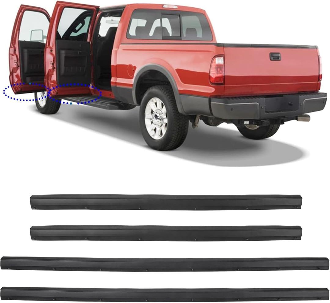 Front Rear Door Lower Rubber Weatherstrip Seal Trim Compatible with Ford Vehicle F250 F350 F450 F550 Super Duty 1999-2016, Excursion 2000-2005 Replace# F81Z-2520758-AA 1C3Z-26253A24-A (4PCS)