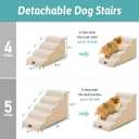 COZY KISS Dog Stairs for Small Dogs 19.7"H, 5-Step Sturdy Foam Dog Steps for Couch, Bed or Sofa, Curved Pet Stairs for Puppy and Older Cat, Doggie Ladder with Washable Cover, 15.7x33x19.7 inch, Beige