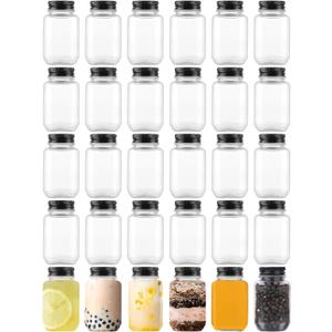 novelinks 2oz Plastic Mason Jars with Black Lids  30 Pack Small Clear Jars for Spices, Honey, Jam, DIY Crafts, Beads & Storage  Mini Containers with Sleek Design