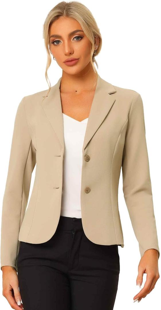 Allegra K Women's Work Office Blazer Stretch Lapel Collar Long Sleeve Jacket Suit Blazer, Size: Small