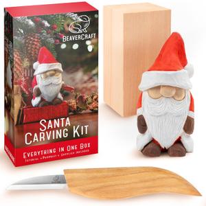 BeaverCraft DIY06 Santa Whittling Kit  Wood Carving Kit for Beginners  Wood Carving Tools Set, Diy Crafts for Adults  Woodworking Kits for Kids&Teens  Hobby Kits for Adults, Woodworking Gifts