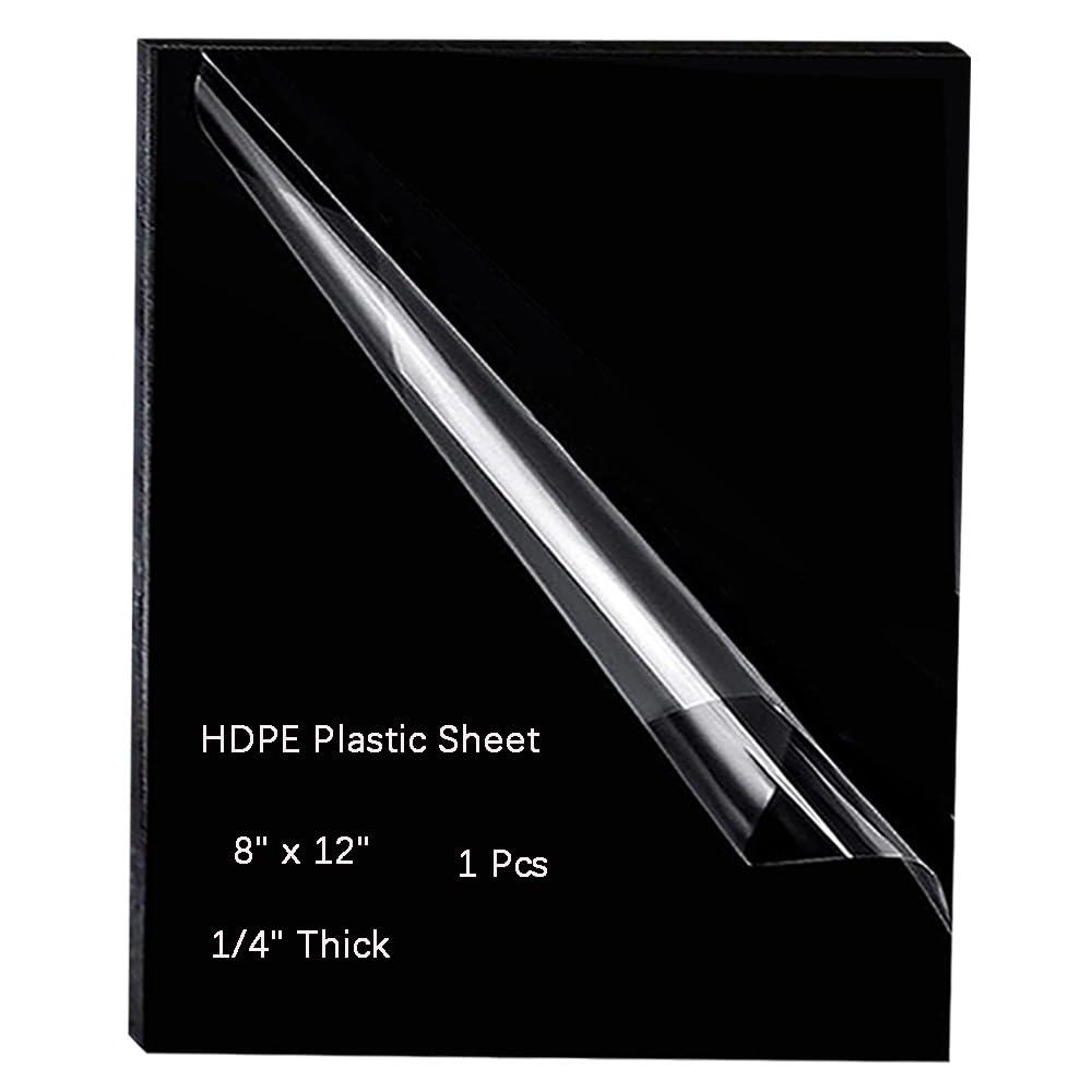 HDPE Sheet 1/4" Thick,High-Density Polyethylene Plastic Sheet 1/4" x 8" x 12",HDPE Plastic Sheet for Machining,Home Improvements,DIY Projects (Black,1 Pcs)
