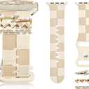 Silicone Strap for Series 10 Apple Watch Band 42/41mm, Stylish Checkerboard Bracelet with Gold Bling Z Charm for iWatch 40/38mm Series 9 8 7 6 5 4 3 SE, Designer Sport Wristband for Apple Watch Bands