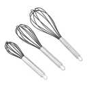 Amazon Basics Stainless Steel and Silicone Non-Stick Coated Whisk Set, 10", and 12", Pack of 2, Black (Previously AmazonCommercial brand)
