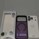 for iPhone 17 Pro Case with Stand, Compatible with MagSafe, Camera Lens Protector, Translucent Matte Slim Silicone Shockproof Magnetic Phone Cover, Purple