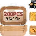 200PCS Air Fryer Liners for Ninja, 8.6 x 5.5 inch Disposable Air Fryer Paper Dual Basket, Non-Stick Unbleached Parchment Paper Baking Accessories Liners for Natural Ninja DZ201 DZ401