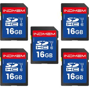 16GB SD Card, 5 Pack SDHC Memory Cards UHS-I U1 Class 10 High-Speed Full HD Video Compatible with Digital Point-and-Shoot Cameras, HD Camcorders, DSLR and PC, 16GB(5pc)