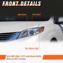 for 2011-2020 Toyota Sienna Headlights Assembly Pair
OE 8111008032/8115008032, Halogen, W/O bulbs, IP67, Plug & Play