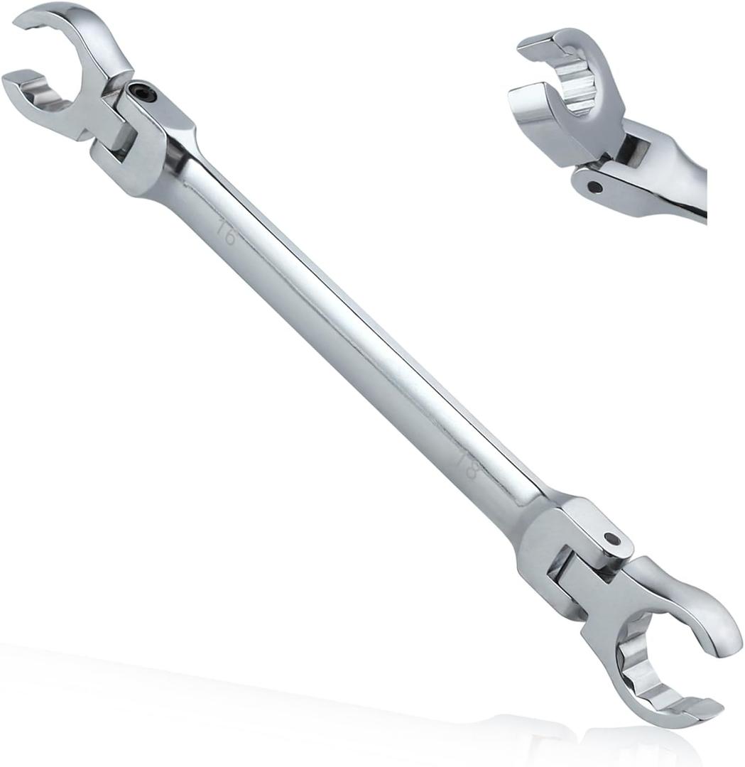 Flex Head Flare Nut Wrench 16 * 18mm Flexible Line Set - Metric Flare Tool for Automotive and Plumbing Repairs - 40Cr Steel