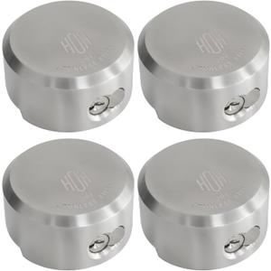 HOX Stainless Steel Puck Lock, Military-Grade Hidden Shackle Padlock, Weatherproof Trailer Door Lock (4 Pack)