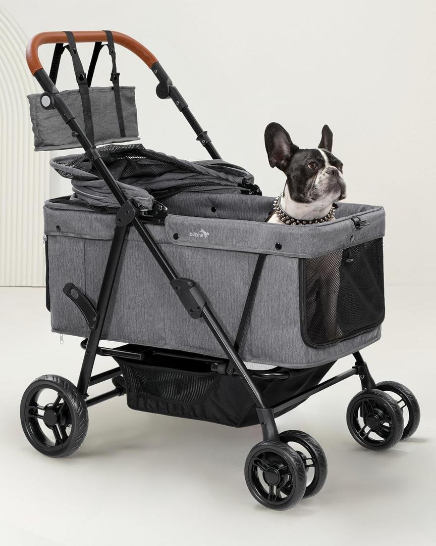 Dog Stroller for Large & Medium Dogs (20-132 lbs), Pet Stroller for 2 Small Dogs, Extra Large Heavy Duty, Foldable & Ventilated, Grey