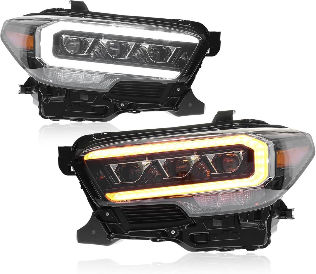 Headlights Assembly 2016-2023, Headlight for SR,TRD Sport,TRD Off Road,Limited,TRD PRO,Halogen Headlight Replacement,Not for Xenon/HID Headlight,1 Pair