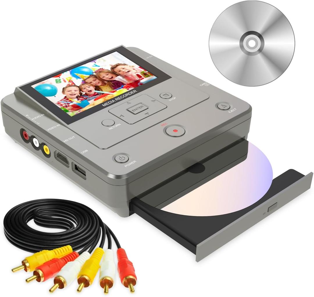 VHS to DVD Recorder, TV to USB Device or SD Card or HDD Recorder, Smart Phone WiFi to DVD/USB/SD/HDD Copy, WiFi APP Media RecorderComes with 10 Free DVD-R  (Medium Gray)