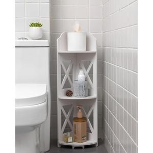 Corner Shelf Stand, Storage Organizer Great for Bathroom, Corner Shelf Perfect for Small Space,Waterproof Stand Also Use for Toilet Paper Stand,White (31.5''H (3 tier))