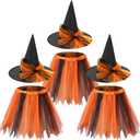 Handepo 3 Pcs Halloween Tutu with Witch Hat Halloween Witch Costume Set for Women Adult Party Favors Skirt(Orange and Black)