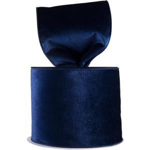 Meseey 2.5Inch Navy Velvet Wired Ribbon, 10 Yards Dark Blue Wired Velvet Ribbon with Wire Edge, Premium Navy Blue Velvet Ribbon for Christmas Tree Gift Wrapping Wreath Bow Making Holiday Craft Decor