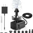 24-Hours Working Bird Bath Fountains Plug-in, Jutai Adjustable DC 12V Water Fountain Pump with LED Light for Birdbath, Garden, Small Fish Tank, Pond,16.4Ft Power Cord, Adapter Included(White)