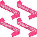2 x 4 Pcs Prom Royalty Sashes 2026 Hot Pink with Silver Glitter Letter for School Cosplay Pageants Prom Party Dance Graduation Party Favors (Hot Pink + Silver)