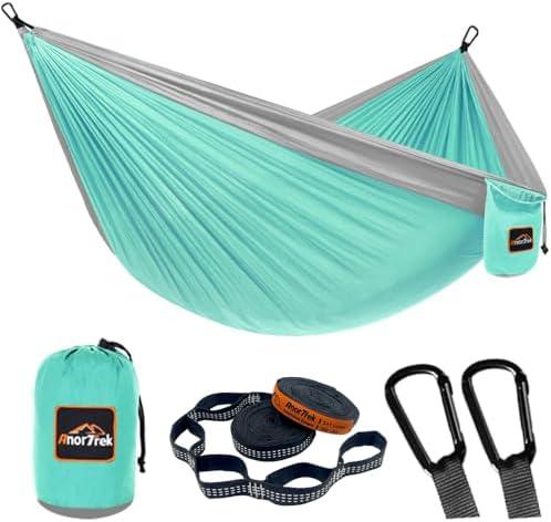 AnorTrek Camping Hammock, Super Lightweight Portable Parachute Hammock with Two Tree Straps Single or Double Nylon Travel Tree Hammocks for Camping Backpacking Hiking