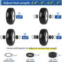 9x3.50-4 Flat Lawnmower Tire & Wheel Assembly - 2-Pack Pu Tires with 3.5 Center Hub & 3/4 Bushings for Easy Replacement White(Smooth Tread) 13 x 5.00-6 Flat-Free