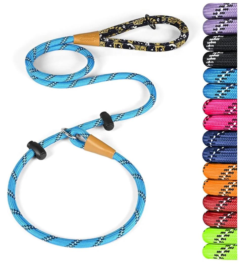 lynxking Slip Lead Dog Leash Reflective, Heavy Duty Comfortable Strong Rope Leash for Large Medium Small Dogs No Pull Training (Light Blue, Large 1/2in x 6ft-Slip Lead)