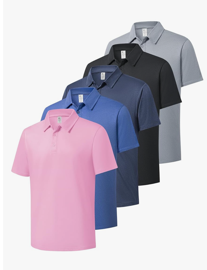 ZITY 4 Pack Mens Polo Shirts Short Sleeve Casual Performance Moisture Wicking Golf Shirt Large,  