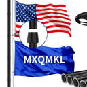 25FT Heavy Duty Flag Pole Kit with Solar Light,14 Gauge Flag Pole for Outside House in Ground Thick Aluminum Flagpoles with 136 LED Light & 3x5 American Flag with Pole for Outside Ip67 Waterproof