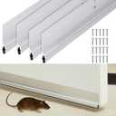 Gisafai 4 Pcs 36'' Metal Door Draft Stopper, Aluminum Door Sweep Mouse Stopper Mice Seal Strip, Noise Blocker Sweep for Keep Rodents Pests Out, Enhanced Weather Sealing, Easy to Install (Silver)