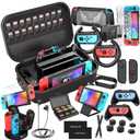 Switch Accessories Bundle 28 in 1 for Nintendo Switch, Switch Christmas Gift Kit with Large Carrying Case, Dockable Protective, Screen Protector, Game Cards Case, Joycon Grip Cover