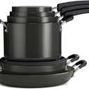 Tramontina Ceramic Non Stick 11-Piece Nesting Pots and Pans Set with Lids - Stackable Nonstick Cookware Set, Dishwasher and Oven Safe, Dark Gray, 11 PC Set