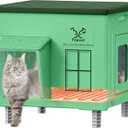 Indestructible Heated Cat House for Outside - Extramely Waterproof & Weatherproof Heated Outdoor Cat House with Escape Door for Winter, Insulated Feral Cat Shelter for Barns Strays, 17.7x17x17.5 in