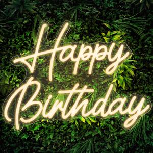 Kavaas Small Happy Birthday Neon Sign 16.5" x 12.2", Neon Happy Birthday Sign for Backdrop with Dimmable Switch - Birthday Light Up Sign Party DecorationWarm White