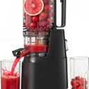 Cold Press Juicer, Juicer Machines with 5.3" Wide Feed Chute, Slow Masticating Juicer for High Yield with Whole Fruits and Vegetables (Black)