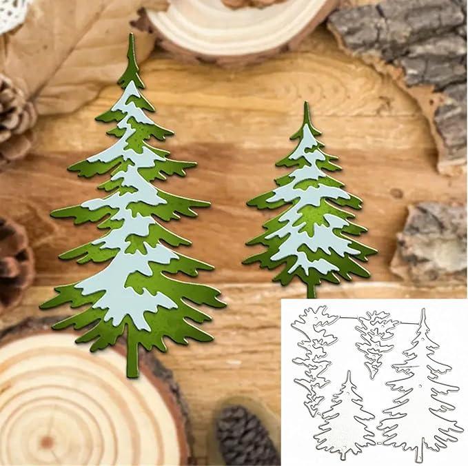 Christmas Pine Trees Metal Die Cuts, Xmas Winter Layers Pine Tree Frame Cutting Dies Cut Stencils for DIY Photo Decorative Embossing Paper Dies for Scrapbooking Card Making